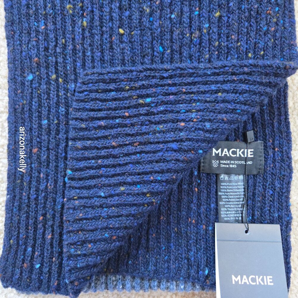 NWT Mackie Wool Scarf Ribbed Flecked Speckled Donegal Scotland - Picture 10 of 15